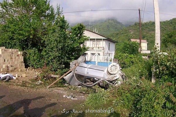 واژگونی سمند در محور آستارا - تالش با ۳ فوتی