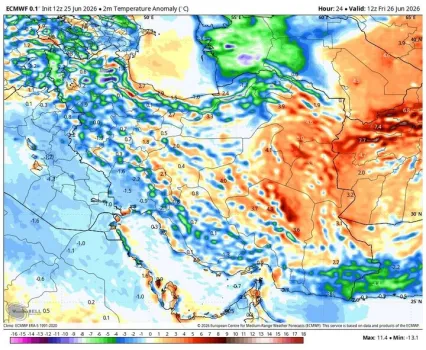 اخطار رگبار بارشهای تابستانی در ۱۰ استان کاهش دمای تهران از دوشنبه